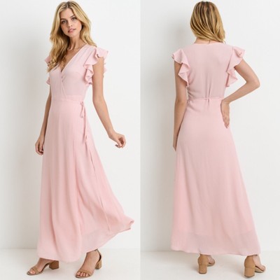 blush wrap dress