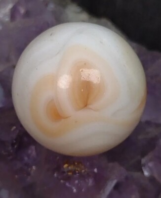 Beautiful Salmon & White Christensen or Alley Swirl Vintage Glass Marble .63''