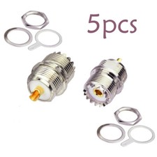 5-Pack UHF SO-239 Female Front Bulkhead Mount Solder 0.575 inch Hole Connector