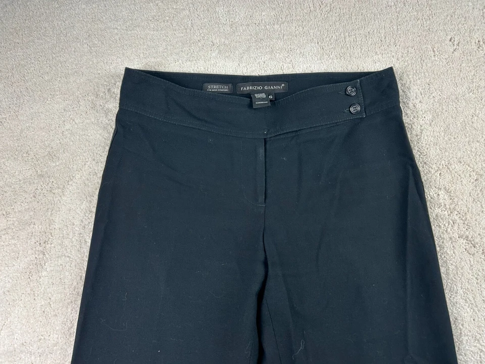 Pantalones de vestir rectos elásticos para mujer FABRIZIO GIANNI negros corporativos góticos Foto 2 de 4