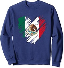 Mexico City Mexican Flag Heart Gift Mexico Patriotism Unisex Crewneck Sweatshirt