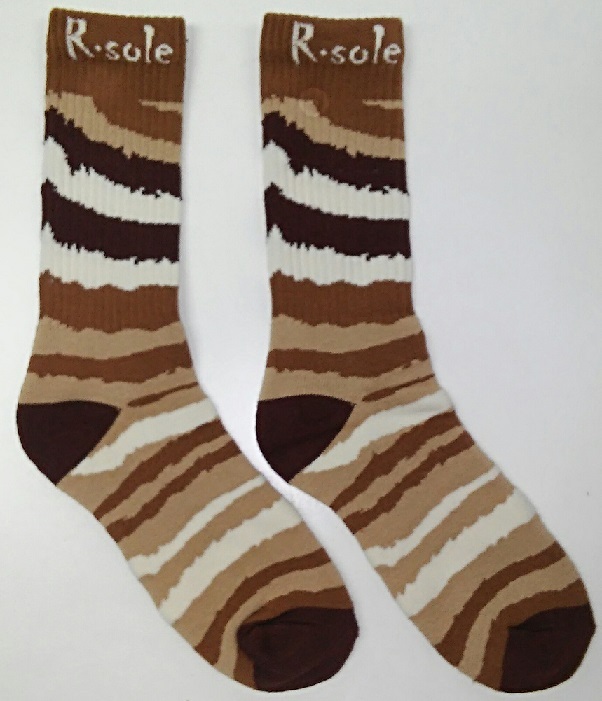 SAOLA R. SOLE WAVY LINES Calze Crew di marca premium marrone cachi e crema SPEDIZIONE GRATUITA!