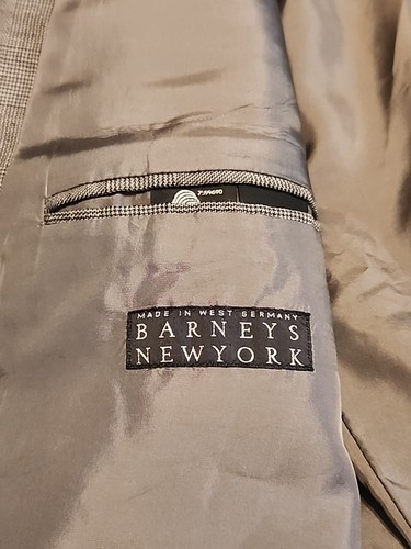 Barneys New York Gray Crosshatch Wool 3 Button Blazer Jacket Size 40L - Picture 5 of 13