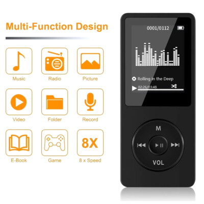 MP3 Player Bluetooth 5.0 Sport Musik-Player 16GB HiFi Video Radio Aufnahme LCD