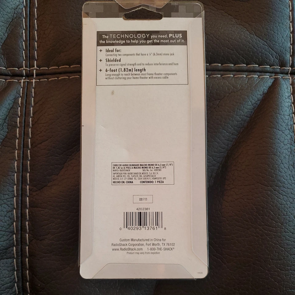 6-ft Audio Cable 1/4" (6.3mm) Mono Male To Male RadioShack 4202381 New - Image 4 of 4