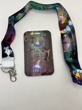 Disney's Alice in Wonderland falling lanyard w card holder for pins, tickets, ID