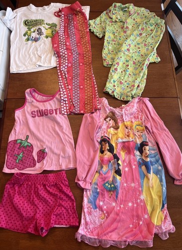 Girl Pajamas Lot Size 7/8 M Nightgown Disney Princess Summer Spring 4 Pairs