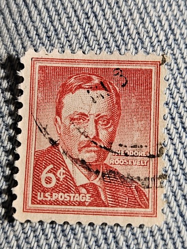 U.S. Postage Stamp Theodore Roosevelt 6 Cent Used - Picture 2 of 3
