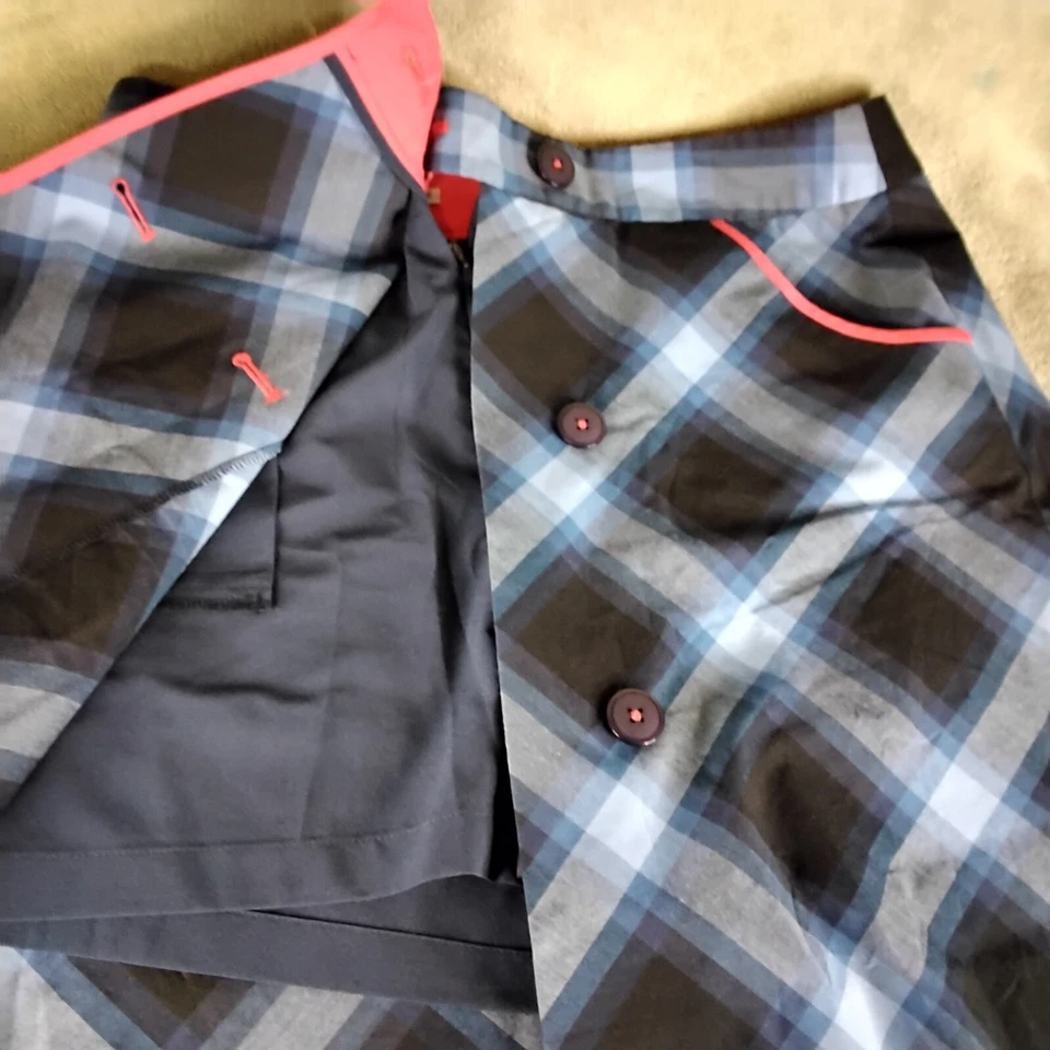 Cutter & Buck Womens Skort Skirt Size 8 Blue Red Geometric pockets Zip - Image 3 of 4