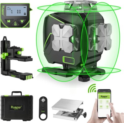 Huepar S04CG 4D LCD-Bildschirm Kreuzlinienlaser Mit Halterung und Hebebasis