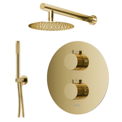 BADLAND Komplettes Duschsystem LUGO Unterputz Armatur Thermostatisch in Gold