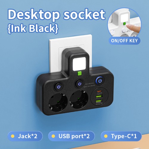 Enchufe de la UE enchufe múltiple regleta de enchufes adaptador con USB NUEVO - Imagen 10 de 13