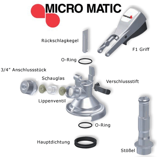 Ersatzteilkatalog für den Flachzapfkopf Ergo A von Micro Matic - Bild 1 von 11