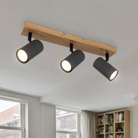 Spotleiste Deckenlampe Spotleuchte Holzoptik Graphit GU10 3-Flammig Verstellbar