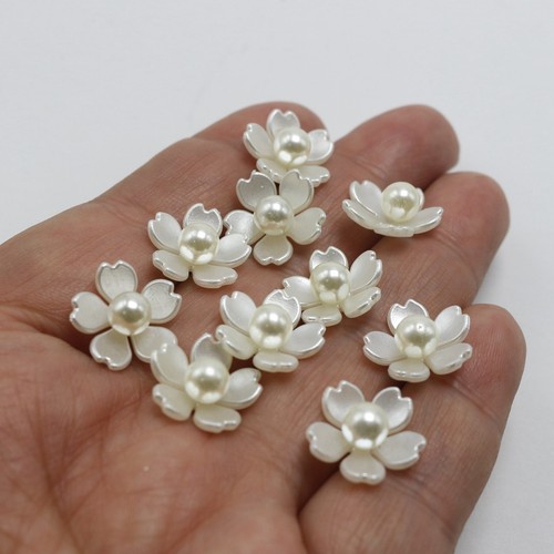 Craft DIY Ivory Pearl Flower-shaped Buttons for Jewelry Making Craft Sewing - Picture 10 of 13