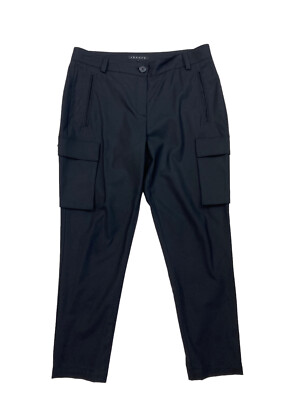 Theory Black Wool Pant Womens Size 4 Cargo Button Pocket Casual Career