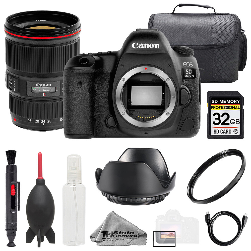 Canon EOS 5D IV + EF 16-35mm f/4L IS USM Lens +32GB+ UV Filter