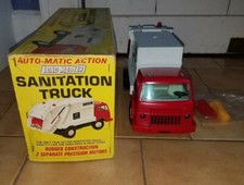 Camión de basura de saneamiento Load Master vintage Japón 1960 orientación infantil original