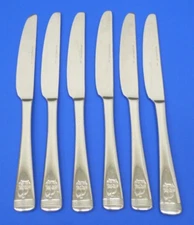 6 - Rachael Ray LITTLE HOOT Owl Bands Glossy Stainless Flatware 9" DINNER KNIVES