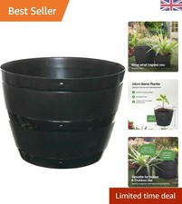 Durable 31-Litre Black Barrel Planter - Perfect for Modern Outdoor Spaces
