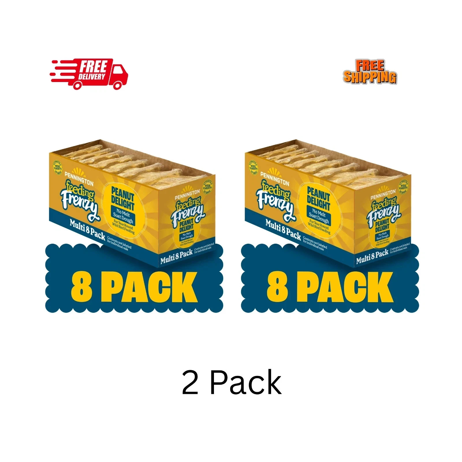 Peanut Delight Suet, 11.75 oz. Cake, Wild Bird Food, 8 Count each, 2 Pack