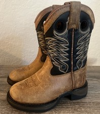 Lil  Durango Western Brown Black Round Toe Western Boots 8" Kids Youth Sz 8M