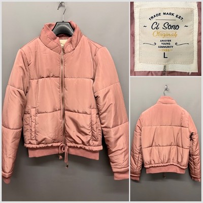 Ci Sono gefütterte Damen-Bomberjacke rosa pink UK 10 12