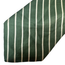 Brooks Brothers Makers Mens Tie Necktie Green Repp Striped Silk Classic Length