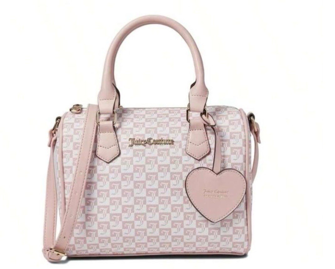 Juicy Couture Light Pink Satchel with Heart Charm and Chain Strap