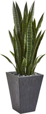 45" Tall Faux Snake Plant in White Planter - Lifelike Indoor Decor