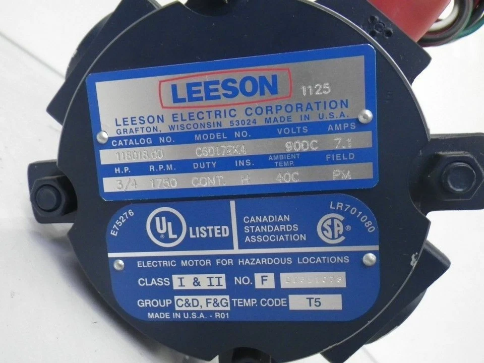 Leeson  118018 C6D147EK4 3/4HP,,TENV 90VDC XP Motor Explosion - Image 3 of 4