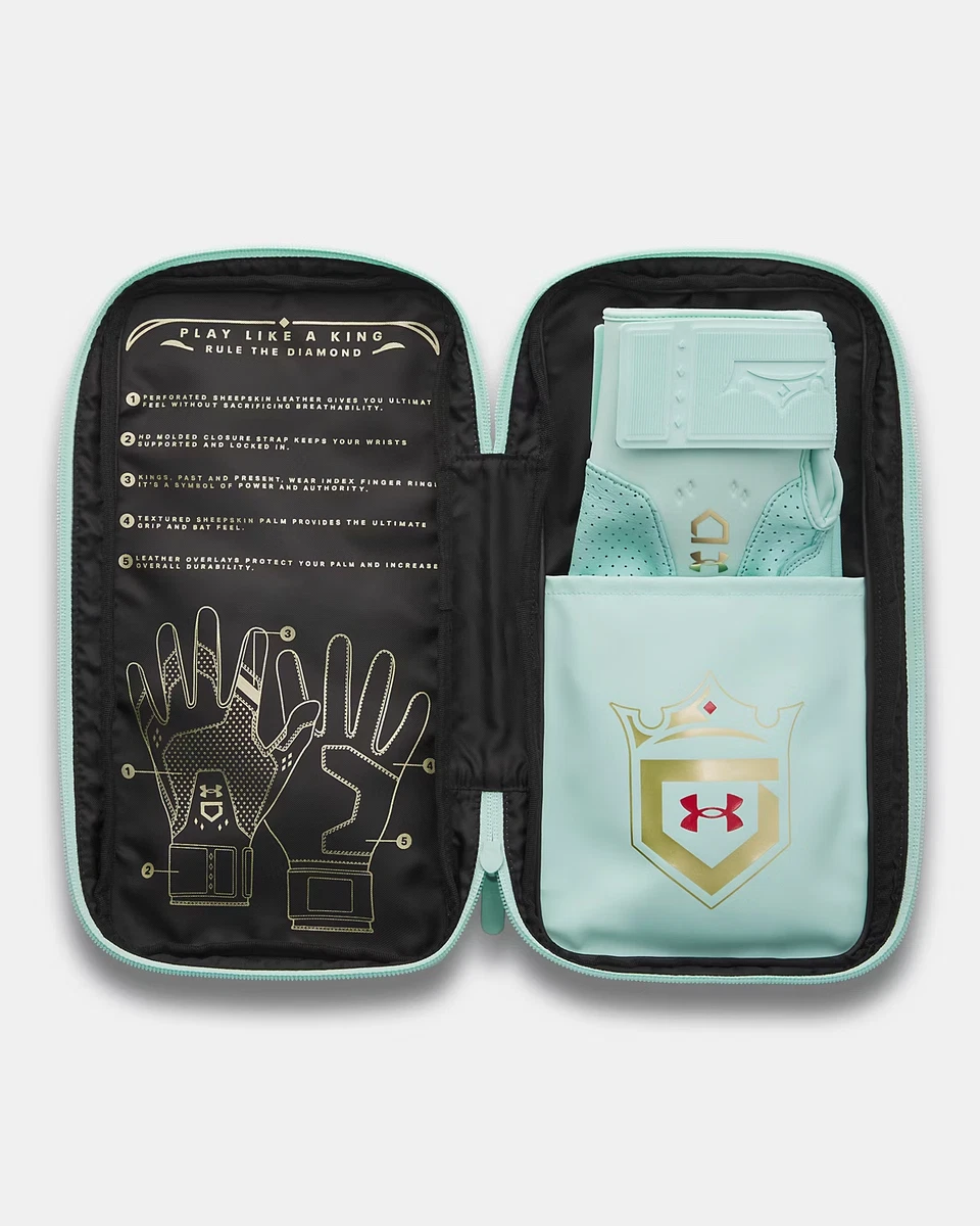 Guantes de bateo de béisbol Under Armour Yard Pro para hombre talla mediana verde aguamarina
