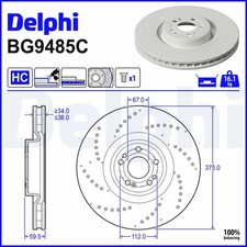 2x Bremsscheibe DELPHI BG9485C für MERCEDES GLE V167 C167 GLS X167 350 matic 167 2x Bremsscheibe DELPHI BG9485C für MERCEDES GLE V167 C167 GLS X167 350 matic 167