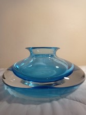 Vaso Murano Sommerso Turchese 30cm 12kg Scultura Vetro Design Vintage