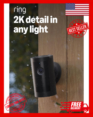 Ring Outdoor Cam Plus Battery 2K HD Smart Camera - Black -FREE SHIPPING-