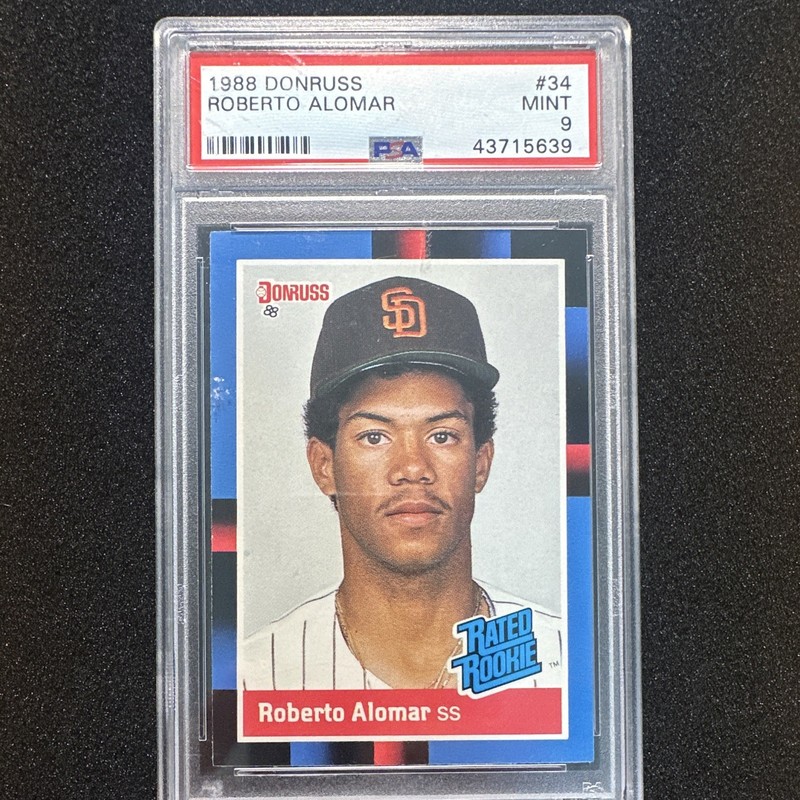 1988 Donruss Roberto Alomar Rated Rookie #34 PSA 9 MINT RC Padres HOF