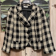 COLDWATER CREEK Womens Jacket Blazer Buffalo Plaid Houndstooth Size Petite 8