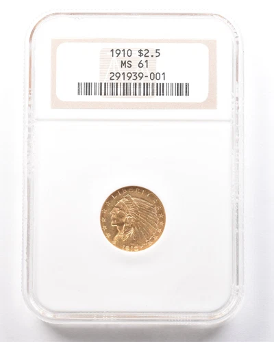 1910 $2.50 Indian Head Gold Quarter Eagle MS61 NGC *7275