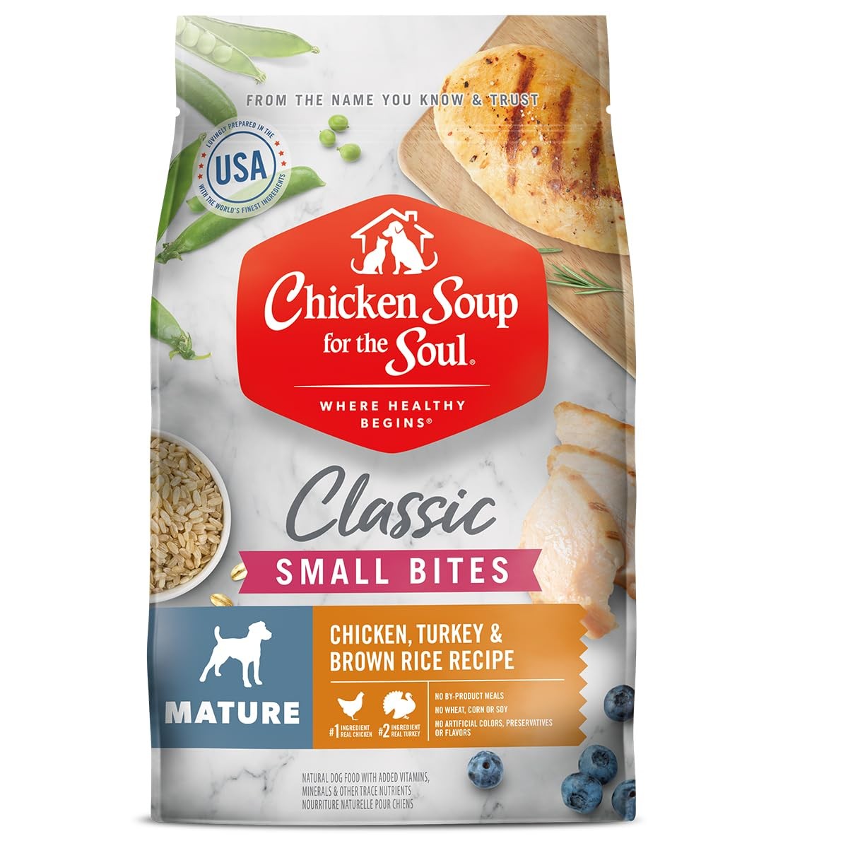 All Natural Premium Small Bites Senior/Mature Dry Dog Food, Real Meat First I...