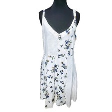 BeBop A-line Dress Womens XL Mini White Floral Boho Spring Zipped Back Coquette