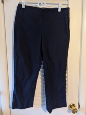Talbots Size 6 Navy Blue Heritage Pants Side Zip Career Euc Cropped Ankle
