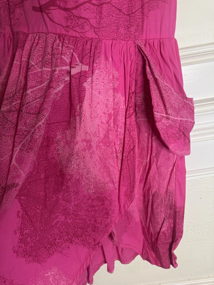 Vestido De Colección Años 90 México Recuerdo 100% Algodón Rosa Boho Étnico S/M Bolsillos Exteriores Foto 2 de 4