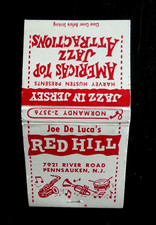 Joe De Luca Red Hill Inn Jazz Club NJ Vintage Unstruck Matchbook Harvey Husten