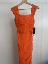 Dolce & Gabbana OrangeRuched Midi Dress NWT -As Seen On Katrina Kaif