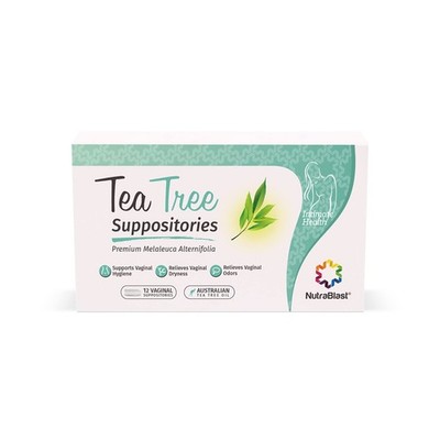 NutraBlast Vaginal Tea Tree Oil Suppositories (12 Count) Relieves Dryness
