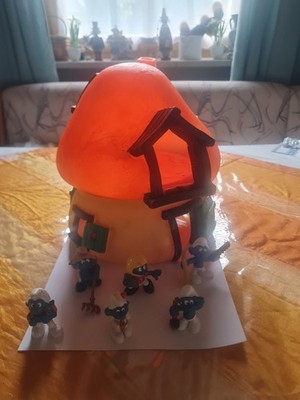 Schlumpf Schlümpfe -  grosses 2teiliges Schlumpfhaus mit 6 Schlümpfen