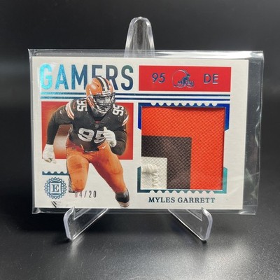 2020 Panini Gamers MYLES GARRETT Game Worn 3 Color Jumbo Patch /20 Brows Rams