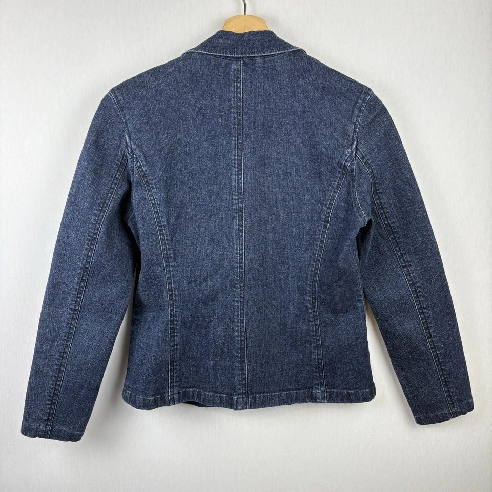 Lauren Jeans Co Ralph Lauren Denim Blazer Womens S Stretch Silver Buttons Preppy - Image 2 of 4