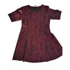 H by Halston Women's Burgundy Black Textured Short Sleeve A-Line Dress Size S