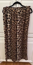 Leopard Print Long A-Line polyester blend wide leg pants L Elastic waist 31  ins